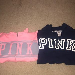 Pink quarter zip and full zip sweatshirt